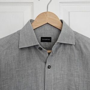 Ermenegildo Zegna Linen Blend Button-Down Shirt – Size S, Grey